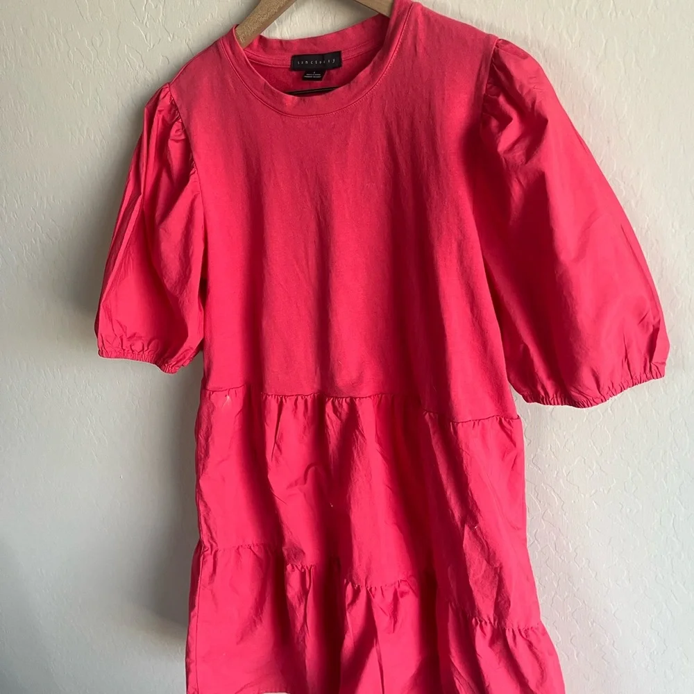 Sanctuary Pink Ruffled Tiered Poplin Sundress Womens Size L